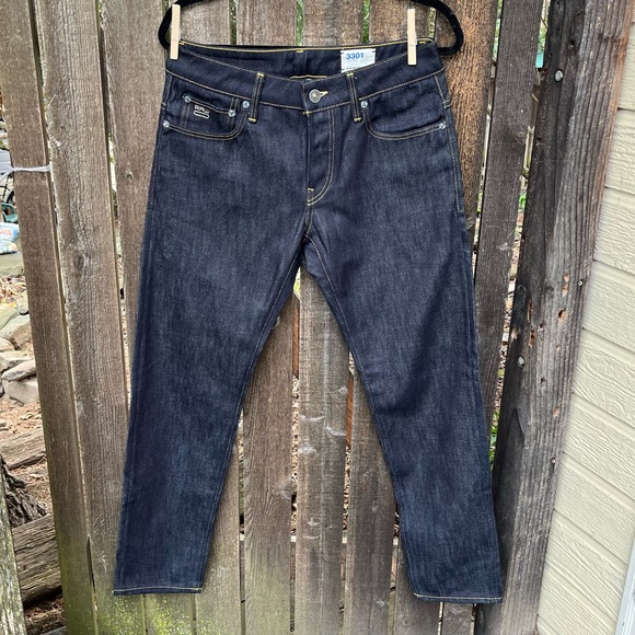 G-Star Raw Men’s 3301 Low Tapered Button Fly Dark Wash Jeans NWOT Sz 30 X 30 - Picture 9 of 16